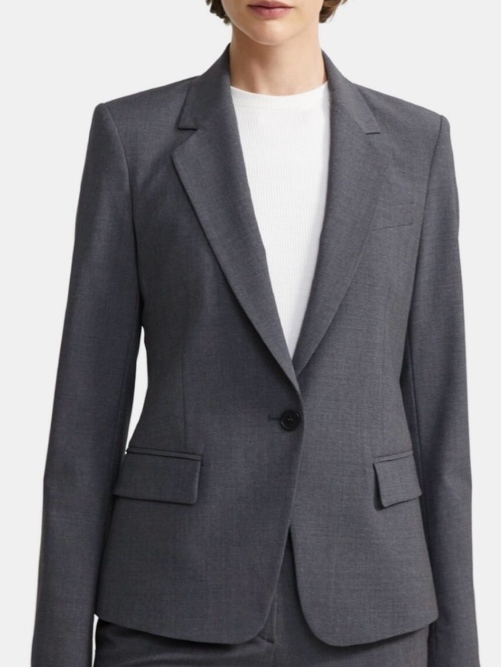 Theory Charcoal Gray Gabe B2 Urban Single-Button Blazer